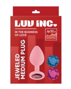 Luv Inc. Jeweled Silicone Butt Plug w/Three Stones