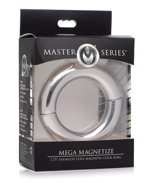 Master Series Mega Magnetize 1.75" Stainless Steel Magnetic Cock Ring - Silver