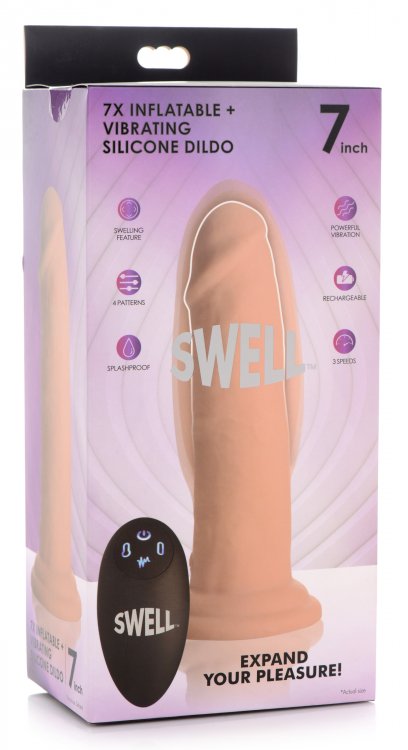Swell 7x inflatable Vibrating Silicone Dildo W/ Remote