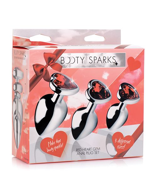 Booty Sparks Red Heart Gem Anal Plug Set