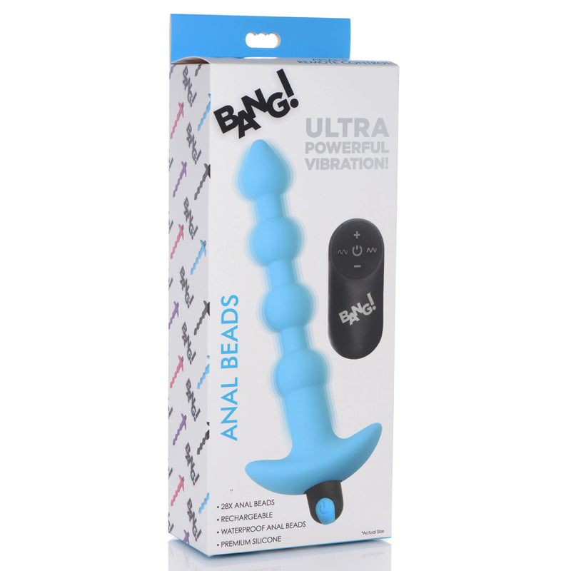28X Remote Control Vibrating Silicone Anal Beads - Blue