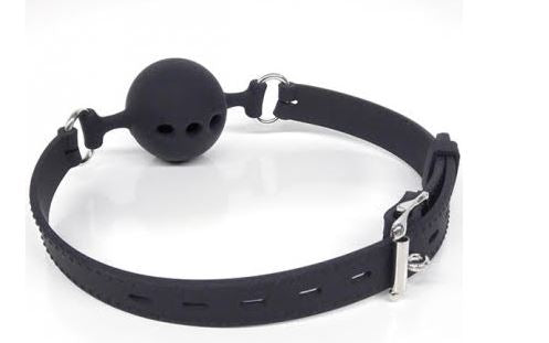 BREATHABLE SILICONE BALL GAG WITH LOCKING BUCKLE