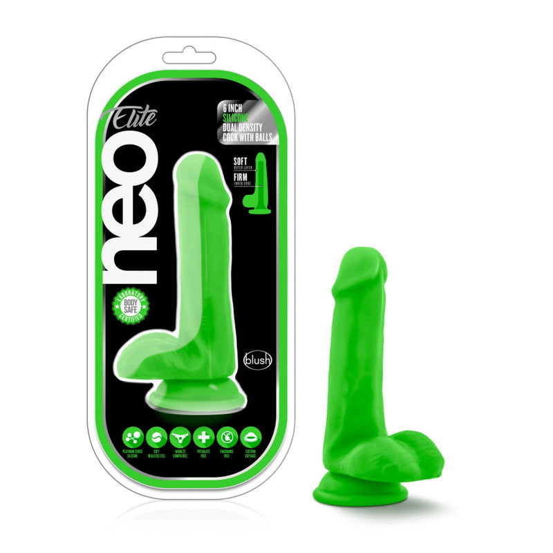 Neo Elite - 6 Inch Silicone Dual Density Cock with Balls