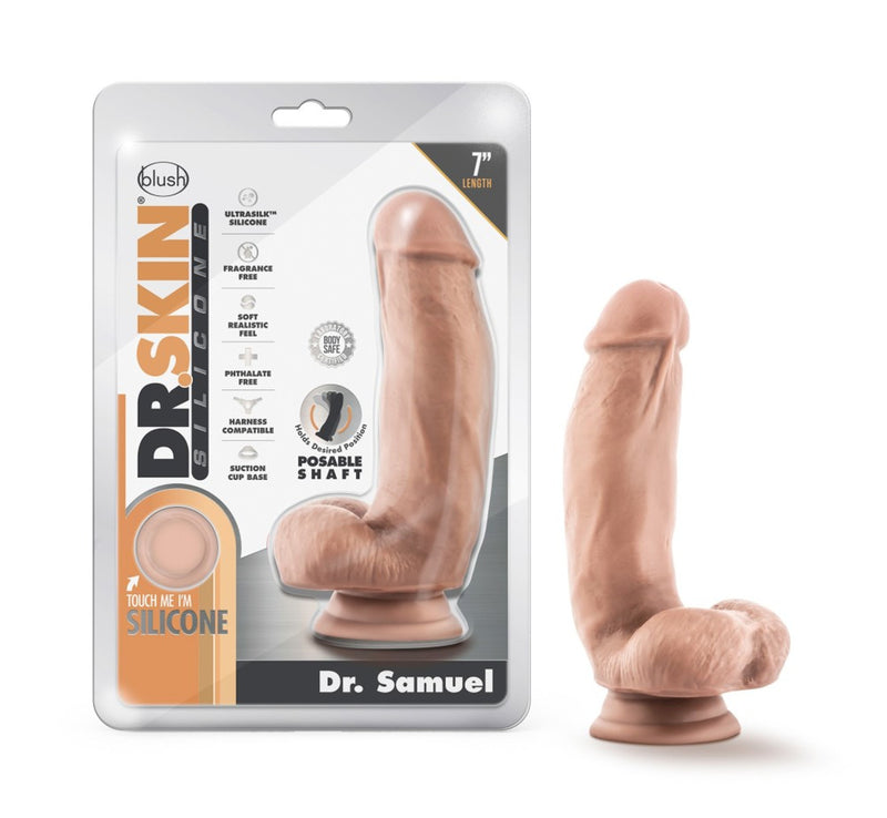 Dr. Skin Silicone - Dr. Samuel - 7 Inch Dildo with Suction Cup - Vanilla